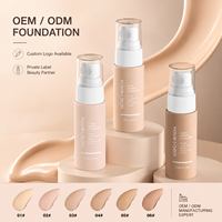 Stock disponible, OEM ODM, logo personnalisé, fond de teint liquide minéral 6 teintes, SPF30, couvrance lisse, prix de gros, approvisionnement en vrac, maquillage pour le visage