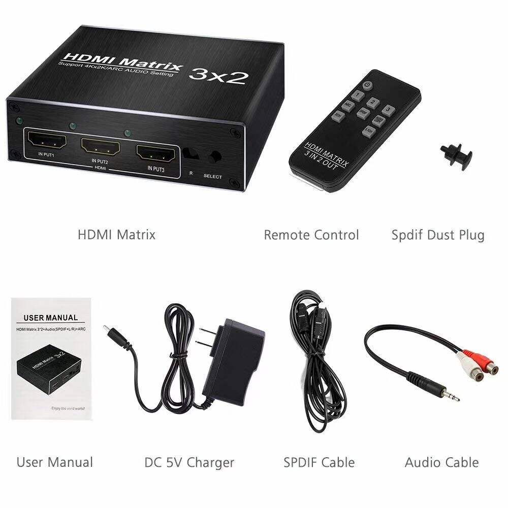 4k@60hz Hdmi Matrix Switch With Audio Extractor Dac Converter