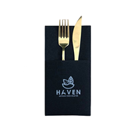 Serviettes en papier Noble Black, couverts jetables, serviettes de poche, aspect lin, serviettes de table Airlaid