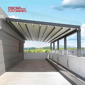 Auvent rétractable en aluminium et tissu <span class=keywords><strong>PVC</strong></span> pour extérieur, taille personnalisable avec éclairage LED pour pergola, terrasse, patio - Product Image 1