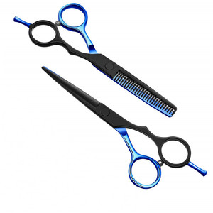 กรรไกรตัดผม Pk ขนาด 5.5 นิ้ว กรรไกรซอยผม สีดำ-น้ำเงิน สำหรับคนถนัดขวา ใช้ในร้านเสริมสวย ใบมีดมาตรฐาน ผลิตที่ซูโจว - Product Image 5