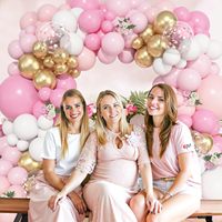 Kit d'arche de ballons roses et blancs de 157 pièces, décorations d'anniversaire dorées pour femmes et filles, ballons en latex rose pastel et or chromé