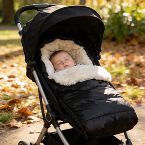 Couverture de poussette pour bébé 100% peau de mouton naturelle, imperméable, coupe-vent, doublure chaude en peau d'agneau, sac de couchage pour nourrisson et tout-petit, pour l'extérieur - Product Image 6