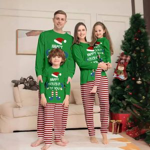 Wholesale Elegant Family <strong>Christmas</strong> <strong>Pyjamas</strong> Set Print Long Sleeve Top Trousers Matching Soft Breathable Knitted Pajamas - Product Image 2