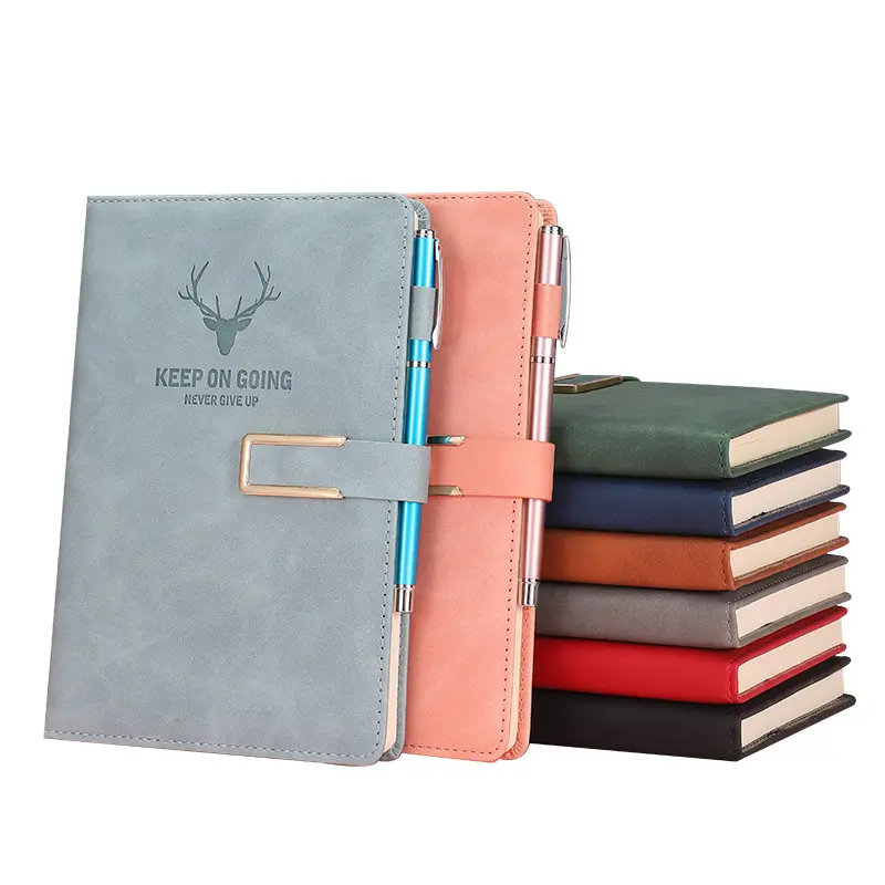 Custom Printed A5 B5 Pu Leather Notebook Hardcover Diary Journal Notebook with Magnetic Buckle