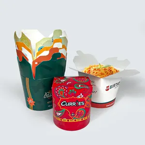 Eco Vriendelijke Persoonlijke Custom Logo 16Oz 26Oz 32Oz Weg Papieren Noodle Doos/Döner Doos/Kebab Doos Pakket