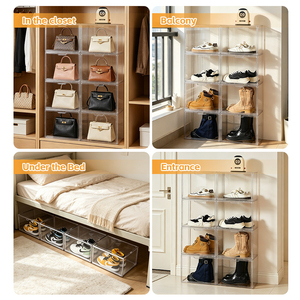 Grandi Contenitori Impilabili in Plastica per Scarpe, Scatole Porta Scarpe con Porta Magnetica, Facili da Pulire, Borse Portatili in PP per Sneakers - Product Image 5