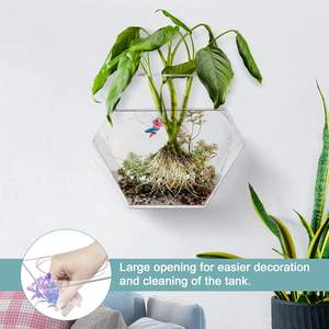 Pecera Hexagonal de 1 Galón para Colgar en la Pared, con Cadena de Luces Impermeable, Acuario de Acrílico Transparente - Product Image 3