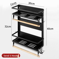 Étagère de rangement magnétique pliable à double couche pour le réfrigérateur de la cuisine avec un porte-serviettes en papier, étagère de rangement pour les assaisonnements