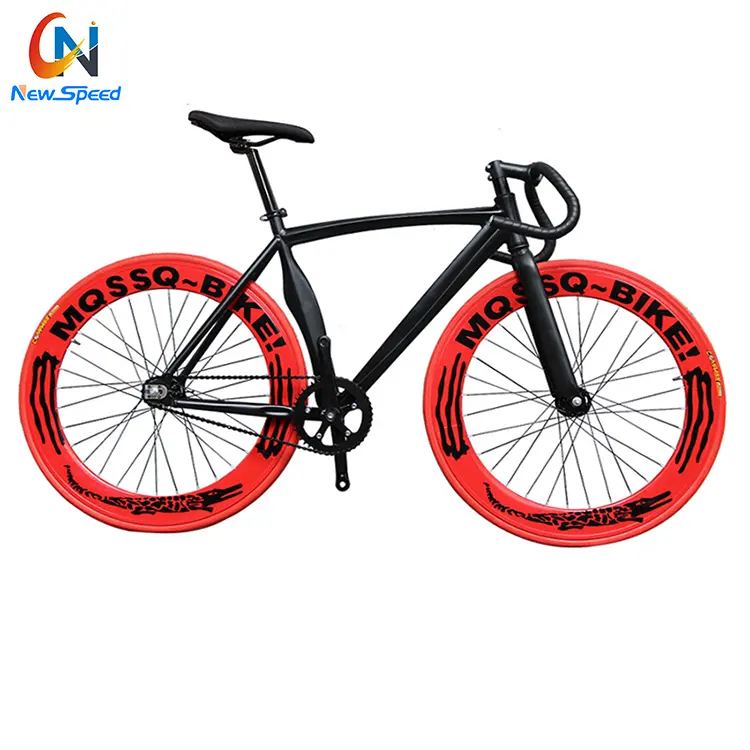 Made in China bici a scatto fisso in lega di alluminio sport all'aria aperta bici urbana a velocità singola, nero/rosso