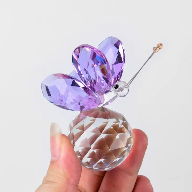 Adorno de cristal 3D con forma de mariposa, adorno de animales pequeños