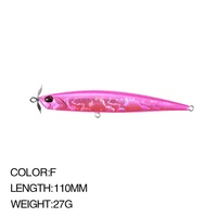 Leurre Artificiel Rigide en Acier Inoxydable Luya, Type Crayon Submergé à Longue Portée 110mm/27g, Appât Bionique pour Perche Rayée Blanche avec Hameçons