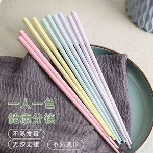 Chopsticks Macaron Colors 5 Pairs Solid Color Durable Home Use Individual Serving - Product Image 1