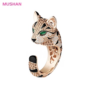 MUSHAN Jewelry Factory Designer Gemstones Jewelry 925 Sterling Silver <strong>Rings</strong> Woman 18k Gold Plating Leopard Fuzzy <strong>Cat</strong> <strong>Ring</strong> Party - Product Image 1