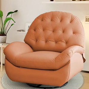 Poltrona Moderna Nordica Girevole a 360 Gradi, Sedia Relax con Braccioli, Divano Reclinabile in Tessuto o Pelle - Product Image 2