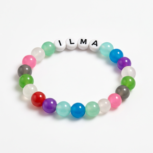 Pulsera de Plástico con Cuentas Redondas con Letras Inglesas, Corte Brillante, Joyería de Moda Unisex con Baño de 0.1m para Hombres y Mujeres, Regalos - Product Image 1