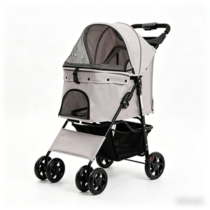 <span class=keywords><strong>Poussette</strong></span> <span class=keywords><strong>pour</strong></span> <span class=keywords><strong>petit</strong></span> <span class=keywords><strong>chien</strong></span> de haute qualité à 4 roues, pliable et portable de luxe, tissu confortable et panier de rangement amovible et réglable - Product Image 2