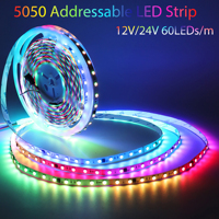 Programmable adressable WS2811 WS2812 SK6812 DC24V 12V 60 Leds/m 14.4 W/m 10MM 5050 RGB Strip Light Magic Color LED Strip