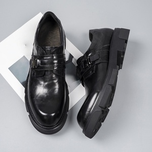 High Quality Men's Black Leather Derby <b>Shoes</b> Business Casual Durable Thick Sole Breathable Waterproof <b>Height</b> <b>Increasing</b> - Product Image 6