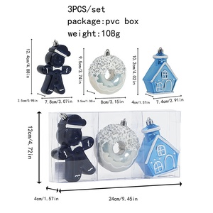 Ornements de Noël suspendus modernes en plastique incassable de haute qualité, motif bonhomme en pain d'épices et beignet, bleu tendance, <span class=keywords><strong>3</strong></span> <span class=keywords><strong>pièces</strong></span>, collection 2026 - Product Image 2
