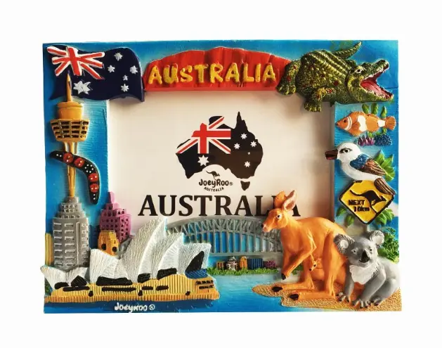 Moldura para fotos em resina com lembrança turística, moldura 3D pintada à mão em poliresina Austrália