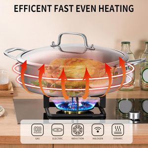Poêle à sauter de haute qualité en acier inoxydable triple couche, casserole peu profonde en acier inoxydable, ustensile de cuisson, poêle à frire, poêle de cuisson - Product Image 6