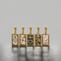Pendentif DIY pour enfants Manna Fashion, style rétro classique, breloque carte de tarot, couronne étoile, en acier inoxydable plaqué or 18 carats et zircon