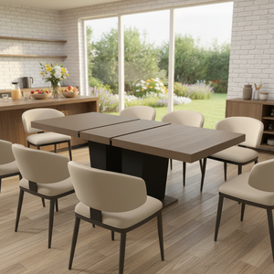 <span class=keywords><strong>Mesa</strong></span> de <span class=keywords><strong>Comedor</strong></span> <span class=keywords><strong>Extensible</strong></span> y Plegable de Madera Ecológica <span class=keywords><strong>para</strong></span> <span class=keywords><strong>10</strong></span> <span class=keywords><strong>Personas</strong></span>, Negra, con Base de Pedestal Doble Resistente, Estilo Moderno - Product Image 1