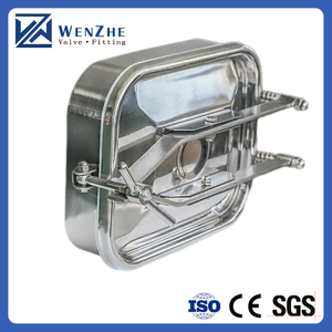 Bocchetta di accesso per serbatoi in acciaio inox <span class=keywords><strong>SS</strong></span> 304 316L per uso alimentare, a bassa pressione, saldata, lucidata, sanitaria, con chiusura singola e coperchio quadrato - Product Image 4