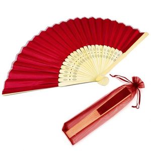 Abanico de Mano de Bambú con Impresión en Seda Blanca, Precio de Fábrica, para Bodas y Fiestas, 21 cm, 8 Pulgadas, Regalo Empresarial Económico, Decoración DIY - Product Image 2