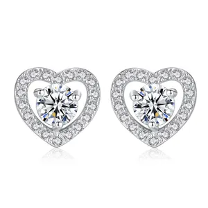 תכשיטים סיטונאי תכשיטים מעוגילים בצורת לב 925 כסף סטרלינג זירקוניה