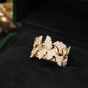Elegante Anello a Mezza Fascia con Foglia di Ginkgo per Donne, Gioiello da Dito alla Moda - Product Image 1