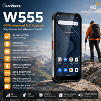 Anysecu W555 4G PoC Intercom IP68 Smartphone robuste étanche Android12 3GB+32GB 4400mAh GPS NFC SOS PTT Talkie-walkie Terminal