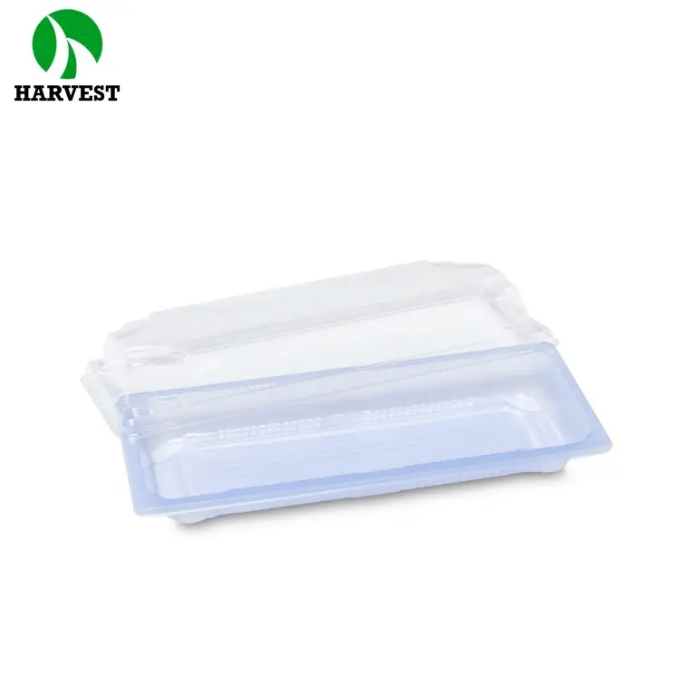 Rectangular blister plastic blue printing sushi food tray containers