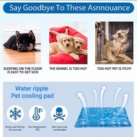 Tapis rafraîchissant pour animaux de compagnie en gel-mousse écologique et durable, imprimé moderne bleu royal, imperméable, pour l'été, pour chiens et chats