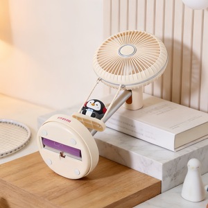Ventilateur de bureau Lingpan, 3 vitesses, rechargeable par USB, angle réglable, pour bureau, chambre à coucher, design pingouin - Product Image 3