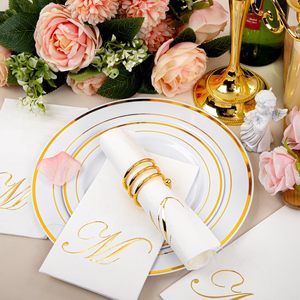 Vàng Monogram giấy khăn giấy thư m dùng một lần giấy khăn ăn thanh lịch kim loại vàng giấy vàng khăn ăn cho bữa tiệc sinh nhật - Product Image 3