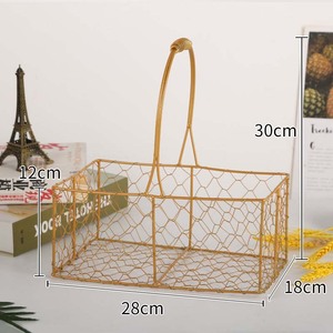 Cesto regalo a mano di un anno cesto di nozze festivo cesto di filo spinato dorato all'ingrosso - Product Image 5