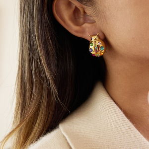 Pendientes de Mariquita con Circonitas de Colores, Chapados en Oro de 18K, Acero Inoxidable, Diseño de Insecto, Joyería para Uso Diario - Product Image 2