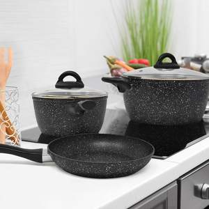 ALUMINIO FORJADO cazo de 14cm cacerola de 16cm INDUCCIO seaplica tapa cacerola de 20cm con tapa de olla de Bateria de Cocina - Product Image 2