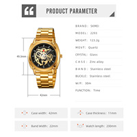 Reloj de Cuarzo SKMEI 2293 para Hombre, 42 mm, Correa de Acero Inoxidable, Cristal, Resistente al Agua 30 m, Personalizado, para Negocios, Moda, Uso Diario