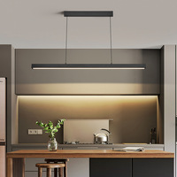 Lustre linéaire LED noir pendentif barre lumineuse minimaliste suspendu plafonnier cuisine longue bande pour bureau lampes de Table à manger