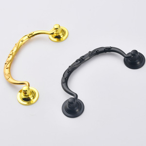 Furniture Handle Bridge Shape Gold And <b>Black</b> Zinc Alloy Cabinet Drawer Door Handle 93mm Hole Spacing Mediterranean Style - Product Image 3