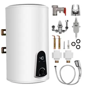 Chauffe-eau électrique à réservoir en émail 30L ~ 100L Stockage d'hiver suspendu au mur Pièces de rechange gratuites en acier inoxydable blanc