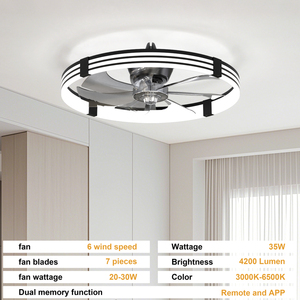 Modern Fashion LED ceiling Fan <b>Light</b> DC Motor 6-Speed Brightness Remote App Control 7 Blades for <b>Indoor</b> Home Living Room - Product Image 6