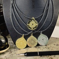 Collier en laiton avec pendentifs breloques signes du zodiaque et sceau de Salomon (Neuf Palais et Huit Trigrammes) pour hommes et femmes, vente en gros