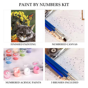 Kit de peinture par numéros personnalisé Chat avec <span class=keywords><strong>fleurs</strong></span> jaunes Peinture à l'huile <span class=keywords><strong>acrylique</strong></span> DIY <span class=keywords><strong>sur</strong></span> <span class=keywords><strong>toile</strong></span> 40 x 30 cm Art non encadré - Product Image 3