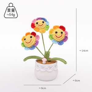 Meilleures ventes : Plante en pot au crochet Tournesol Positif, Fleur arc-en-ciel au crochet, Nouveauté, Cadeaux pour <span class=keywords><strong>la</strong></span> Fête des Mères et Noël - Product Image 2