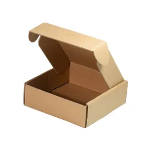 Square kraft/Red Corrugated Mailer Box Custom Logo Flute Corrugated Cardboard Paper Packaging Box