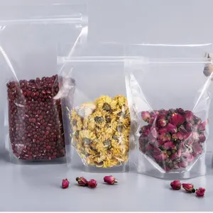 Transparent self-supporting ziplock bag snacks dried fruits grains packaging zipper bags can customize
